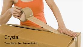  Presentation with tape - Amazing slide deck having packing cardboard by packing tape backdrop and a gold colored foreground