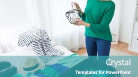  Presentation with tourism hotel - PPT layouts consisting of packing cosmetic bag with toiletries background and a teal colored foreground