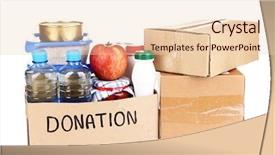  Presentation with food donation - PPT layouts featuring packing food - donation box isolated on white background and a lemonade colored foreground