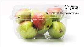  Presentation with plastic container - Amazing slides having packing food - fresh blush pears in plastic backdrop and a white colored foreground