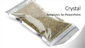  Presentation with plastic bag - Audience pleasing slides consisting of packing food - plastic bag of herb backdrop and a white colored foreground