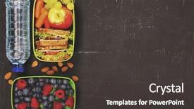  Presentation with school lunch - Cool new PPT layouts with packing food - sandwich apple grape carrot berry backdrop and a dark gray colored foreground