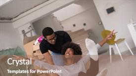  Presentation with estate - Audience pleasing slides consisting of packing material having fun backdrop and a  colored foreground