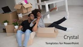  Presentation with estate - Colorful PPT layouts enhanced with packing material having fun backdrop and a light gray colored foreground