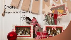  Presentation with christmas advent - Slides consisting of packing red christmas presents background and a soft green colored foreground