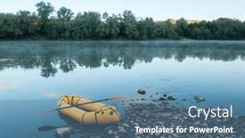  Presentation with boat river - PPT theme with packrafting-concept-with-yellow-packraft background and a teal colored foreground