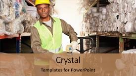  Presentation with logistics warehouse - Presentation having packs a parcel for delivery background and a coral colored foreground