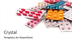  Presentation with packs - Theme consisting of packs of medical pills and tablets background and a white colored foreground