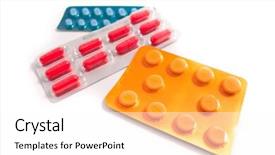  Presentation with packs - PPT theme with packs of medical pills and tablets background and a white colored foreground