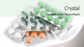  Presentation with packs - Slides with packs of medical pills background and a  colored foreground