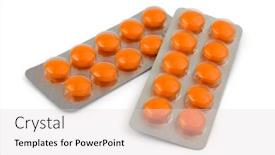  Presentation with packs - Presentation consisting of packs of pills isolated on white background background and a lemonade colored foreground