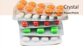  Presentation with packs - Cool new slides with drugs colorful antibiotics capsule - packs of pills isolated backdrop and a yellow colored foreground