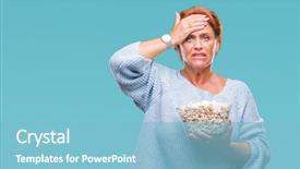  Presentation with shame - Cool new slides with packs storess - atrractive senior caucasian redhead woman backdrop and a  colored foreground