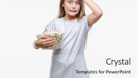  Presentation with skin anatomy face and head - Beautiful presentation featuring packs storess - young beautiful girl eating popcorn backdrop and a  colored foreground