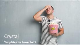  Presentation with grey - Amazing PPT theme having packs storess - young caucasian man over grey backdrop and a gray colored foreground