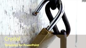 Presentation with simple door lock system - Presentation design featuring pad lock on chain background and a tawny brown colored foreground