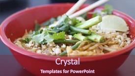  Presentation with noodles thai food pad thai - Audience pleasing slides consisting of pad thai - chinese food in red ceramic backdrop and a tawny brown colored foreground