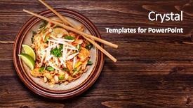  Presentation with pad thai - Cool new slide set with pad thai - grilled meat backdrop and a tawny brown colored foreground