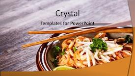  Presentation with pad thai - Amazing presentation theme having pad thai - grilled meat backdrop and a light gray colored foreground
