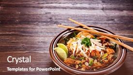  Presentation with pad thai - Audience pleasing slide deck consisting of pad thai - grilled meat backdrop and a tawny brown colored foreground