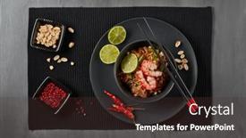  Presentation with noodles thai food pad thai - Beautiful PPT theme featuring pad-thai-stir-fried-rice backdrop and a tawny brown colored foreground