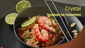  Presentation with noodles thai food pad thai - Colorful theme enhanced with pad-thai-stir-fried-rice backdrop and a tawny brown colored foreground