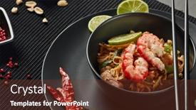  Presentation with noodles thai food pad thai - Cool new PPT theme with pad-thai-stir-fried-rice backdrop and a tawny brown colored foreground