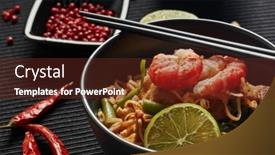  Presentation with noodles thai food pad thai - PPT layouts consisting of pad-thai-stir-fried-rice background and a tawny brown colored foreground