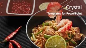  Presentation with noodles thai food pad thai - PPT layouts featuring pad-thai-stir-fried-rice background and a tawny brown colored foreground