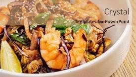  Presentation with noodles thai food pad thai - Presentation theme featuring pad-thai-stir-fried-rice background and a coral colored foreground