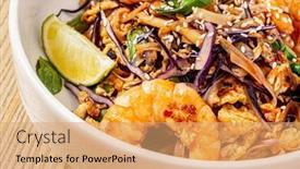  Presentation with noodles thai food pad thai - Presentation design featuring pad-thai-stir-fried-rice background and a coral colored foreground