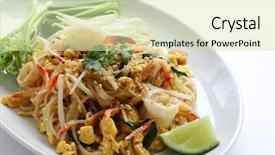 Presentation with noodles thai food pad thai - Theme having pad thai stir fry noodles background and a soft green colored foreground