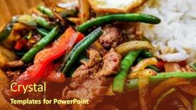  Presentation with pad thai - Audience pleasing presentation design consisting of pad-thai-vegan-recipe-made backdrop and a tawny brown colored foreground