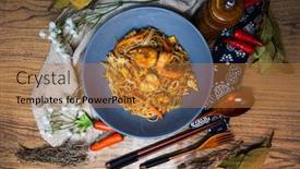  Presentation with pad thai - Cool new slide deck with pad-thai-vegan-recipe-made backdrop and a gold colored foreground