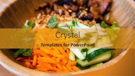  Presentation with pad thai - Colorful slide set enhanced with pad-thai-vegan-recipe-made backdrop and a gold colored foreground