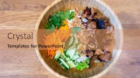  Presentation with pad thai - Presentation design consisting of pad-thai-vegan-recipe-made background and a coral colored foreground