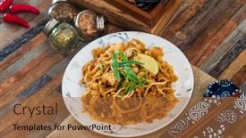  Presentation with pad thai - Slide deck featuring pad-thai-vegan-recipe-made background and a red colored foreground