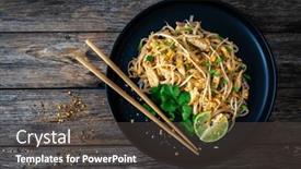  Presentation with pad thai - Slide set consisting of pad-thai-with-chicken-nuggets background and a dark gray colored foreground