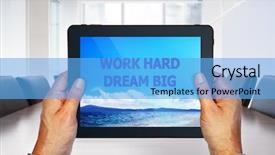  Presentation with touch screen - Cool new presentation with pad with image of motto backdrop and a light blue colored foreground