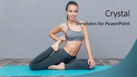  Presentation with mother doing yoga kids - Presentation theme consisting of pada rajakapotasana one legged king background and a light gray colored foreground