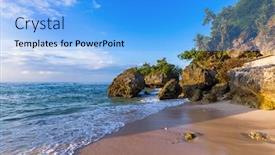  Presentation with indonesia - Colorful slide set enhanced with padang-padang-beach-in-bali backdrop and a light blue colored foreground