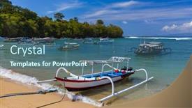  Presentation with indonesia - Slide deck consisting of padangbai beach - bali island indonesia - nature travel background background and a ocean colored foreground