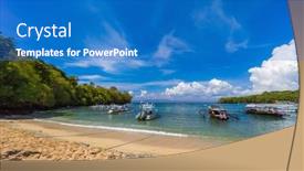  Presentation with bali - Presentation theme featuring padangbai-beach-bali-island-indonesia background and a teal colored foreground