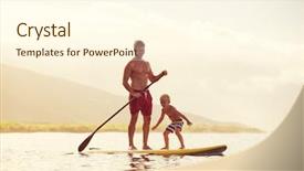 Presentation with father son and looking - Theme having paddle boards - father and son stand up background and a cream colored foreground