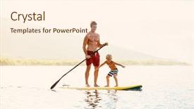  Presentation with stand - PPT layouts having paddle boards - father and son stand up background and a  colored foreground