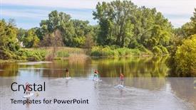  Presentation with sunrise - Amazing theme having paddle boards - group of people paddleboarding backdrop and a light gray colored foreground
