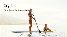  Presentation with mother son flowers - Amazing PPT theme having paddle boards - mother and son stand up backdrop and a cream colored foreground