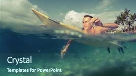  Presentation with lady - Theme having paddle boards - young lady paddling background and a ocean colored foreground