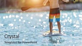  Presentation with activity - Colorful slide set enhanced with paddleboarding is the modern way backdrop and a light blue colored foreground