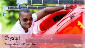  Presentation with boat - Cool new slides with paddleboat - african man unloading boat backdrop and a coral colored foreground